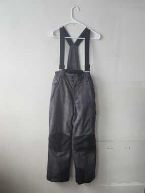 Weatherproof Kids Gray and Black Snow Pants with Suspenders